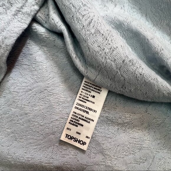 topshop💙boyfriend T-Shirt Light Blue Flower Embossed Size M/L - Picture 9 of 9